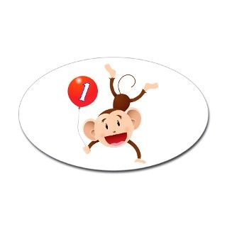 Gifts  1 Bumper Stickers  Monkey 1st Birthday Sticker (Oval)
