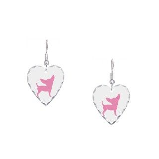 Art Gifts  Art Jewelry  Pink Funny Cute Chihuahua Earring Heart