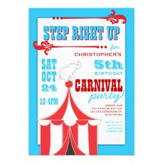 Carnival Birthday Party Invitations on Circus Carnival Birthday Party Big Top Invitation