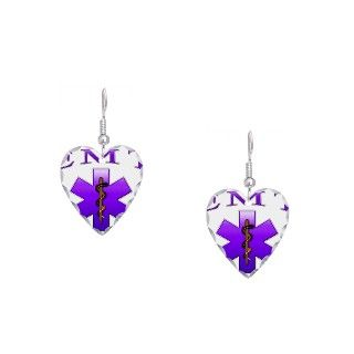 911 Gifts  911 Jewelry  EMT(Violet) Earring Heart Charm