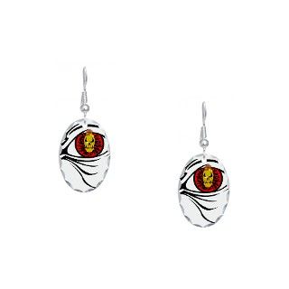 Black Gifts  Black Jewelry  Flaming Skull Red Eye Ball Earring Oval