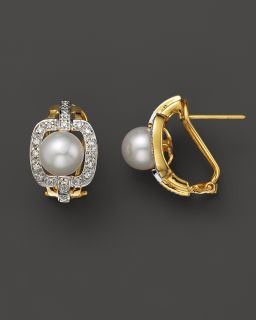 Diamond And Akoya Pearl Earrings, 0.25ct.