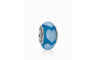 PANDORA Charm   Murano Glass & Sterling Silver Aqua Love, Blue Hearts
