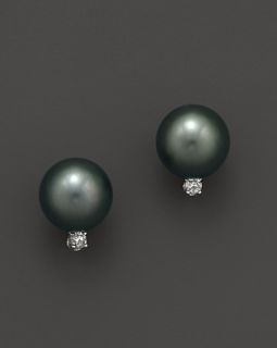 Tahitian Pearl & Diamond Stud Earrings, .10 ct. t.w.