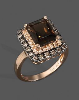Diamond, Brown Diamond And Smoky Quartz Ring In 14K Rose Gold