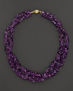 Amethyst and 14K Yellow Gold Briolette Two Row Necklace