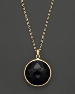 18K Gold Lollipop Pendant Necklace in Black Onyx, 16