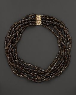 Row Smokey Quartz Oval Necklace, 17