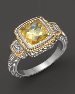 Judith Ripka Sterling Silver and 18K Gold Natali Ring with Diamonds
