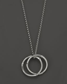 Silver Large Interlinking Round Pendant Necklace, 18