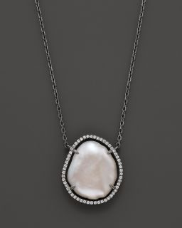 Freshwater Pearl & Diamond Pendant Necklace, 18