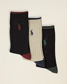 Ralph Lauren Childrenswear Boys Rib Dress Socks 3 Pack   Sizes 4 20