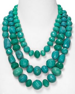 Aqua Multi Layer Beaded Necklace in Turquoise, 22