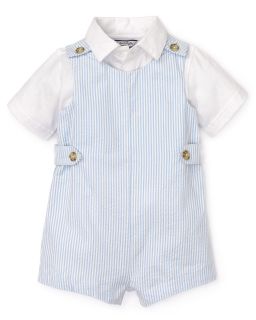 Infant Boys Seersucker Shortall & Polo Shirt Set   Sizes 12 24 Months
