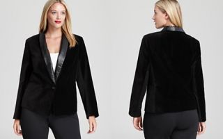 DKNYC Plus Faux Leather Shawl Collar Blazer_2