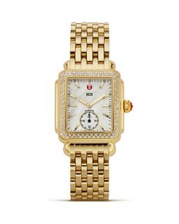 Michele Deco Diamond Gold Watch, 16mm