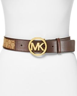 MICHAEL Michael Kors   1 3/4 Vintage Leather and Monogram Belt