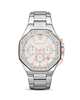 Michael Kors Womens Octagonal Silver Tone Watch, 42mm