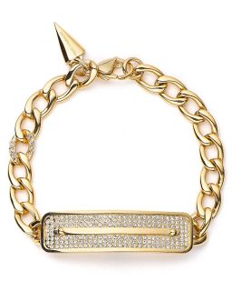 rebecca minkoff pave id plate bracelet price $ 128 00 color gold