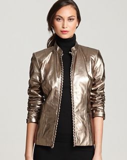 Lafayette 148 New York Metallic Leather Jacket