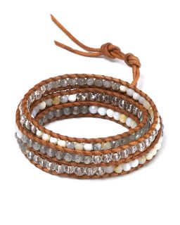 and leather bracelet price $ 190 00 color white opal mix quantity