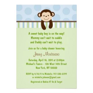 My Sweet Little Monkey Baby Shower Invitations Baby