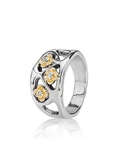 Pandora Sterling Silver, 14ct Gold and Diamond Ring Silver   House of Fraser