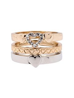 Martine Wester Contrast Heart Ring Gold   House of Fraser