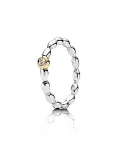 Pandora Sterling Silver, 14ct Gold and Diamond Ring White   House of Fraser