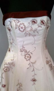 Kathryn Lacroix 5016 Wedding Gown Organza Satin Trim White Burgandy