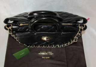 Kate Spade Campbell Gold Coast Black Quilted Leather Satchel Chain Bag