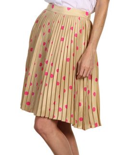 Kate Spade New York Melody Skirt Pleated Polka Dot Silk Beige Pink 10