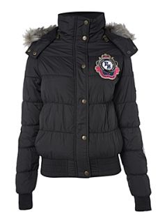Pauls Boutique Faux fur collar puffa jacket Black   House of Fraser