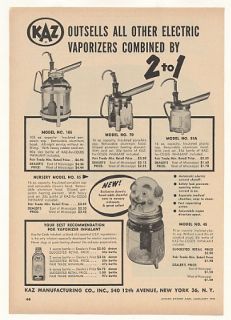 1955 Kaz Vaporizers Clown Head 4 Models Trade Print Ad