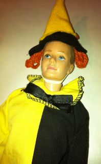 Vintage 1960 Ken in Original Ken Clown Outfit with Shoes and Hat 1014
