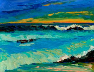 Shore Rush Original Impressions Seascape Oil Painting Palette Knives