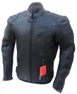 Mens Black motorbike Motorcycle Summer Leather Jacket