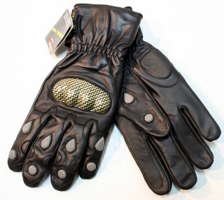 Hard Knuckle Kevlar Padding Motorcycle Racing Gloves Leather Velcro