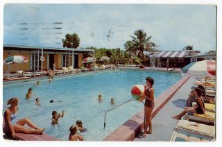 082212A Vintage Key West FL Postcard Folks at Pool Key Wester Motel