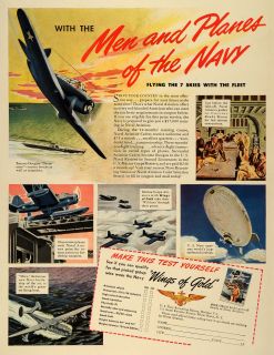 1942 Ad Navy Recruiting Bureau World War II Fighter Planes Servicemen