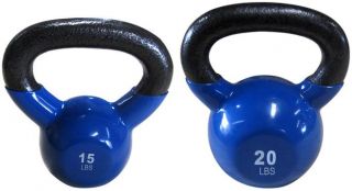 Vinyl Coated 15 and 20 lbs Kettlebell Set SHIP Priority Mail