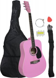 Crescent 41 Pink Acoustic Guitar Dreadnought w EXTRAS