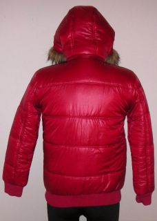 Burberry Childrens Kids Poppy Red Faux Fur Puffer Winter Jacket 12y $