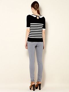 Biba Stripe collar detail jumper Black   