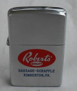 Roberts Quality Sausage Scrapple, Kimberton, PA Zippo Lighter & Box