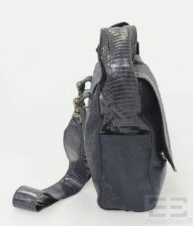 Kingsley Blue Ostrich Cobra Snakeskin Convertible Flap Bag