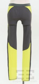 Kimberly Ovitz Grey & Neon Yellow Seamed Athletic Leggings Size Extra