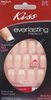 Kiss Glue on Nails Kit Everlasting French Medium EF10