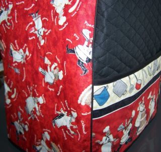 Chefs on Red Quilted Fabric Cover KitchenAid Mixer New