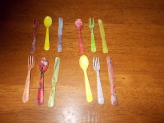 Plastic Child Toy Flatware Spoons Forks Knives Made in Germany